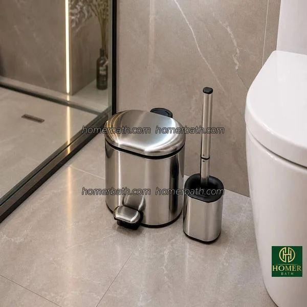 سطل-و-برس-3-لیتری-استیل-مات-گرد-اورجینال-کد-123