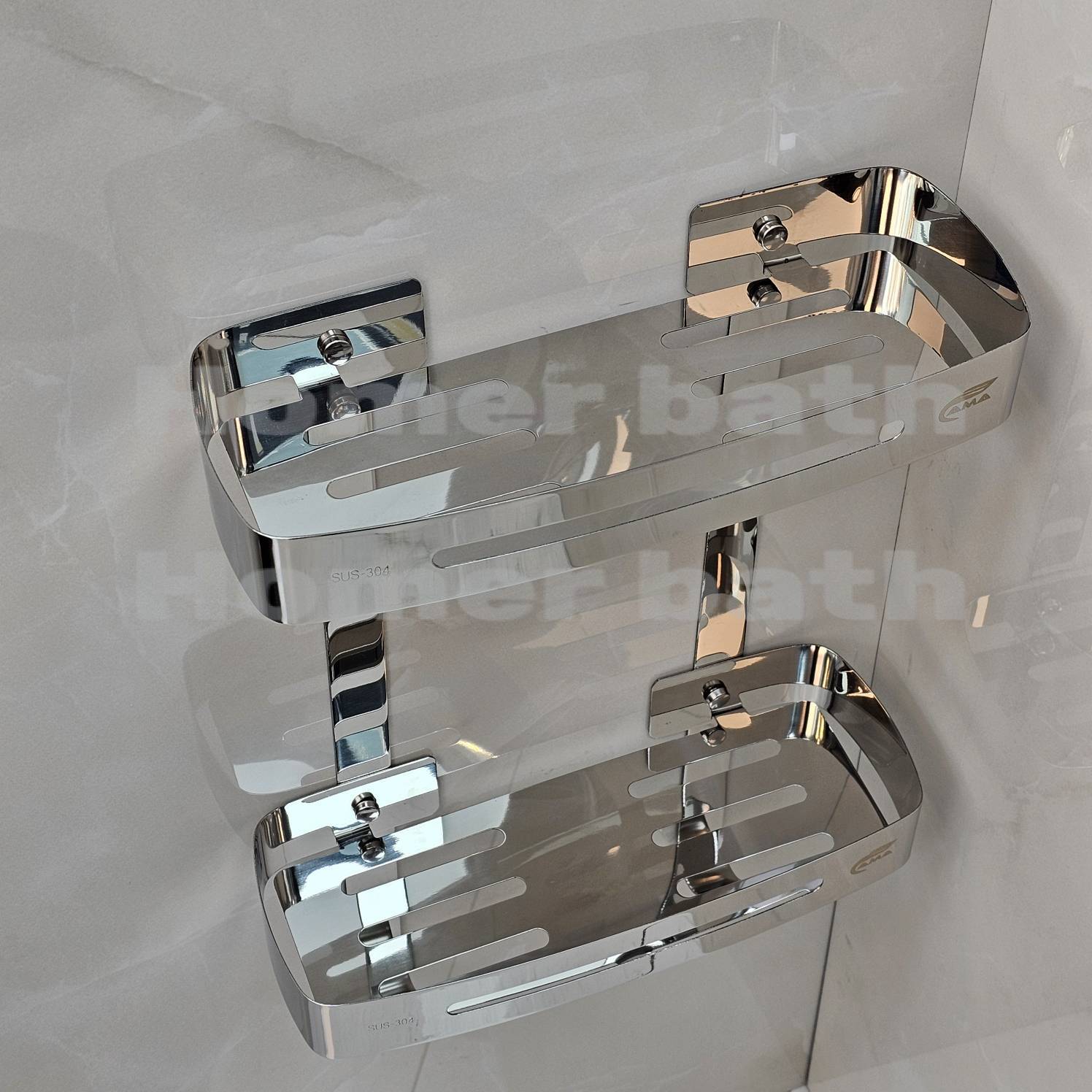 جا-شامپو-دیواری-دو-طبقه-کروم-براق-مدل-وسط