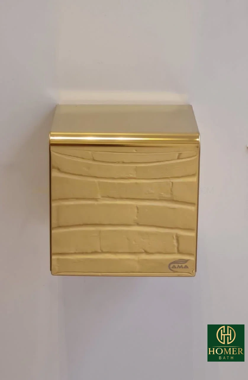 جا‌دستمال توالت طلایی براق مدل باکسی AK11