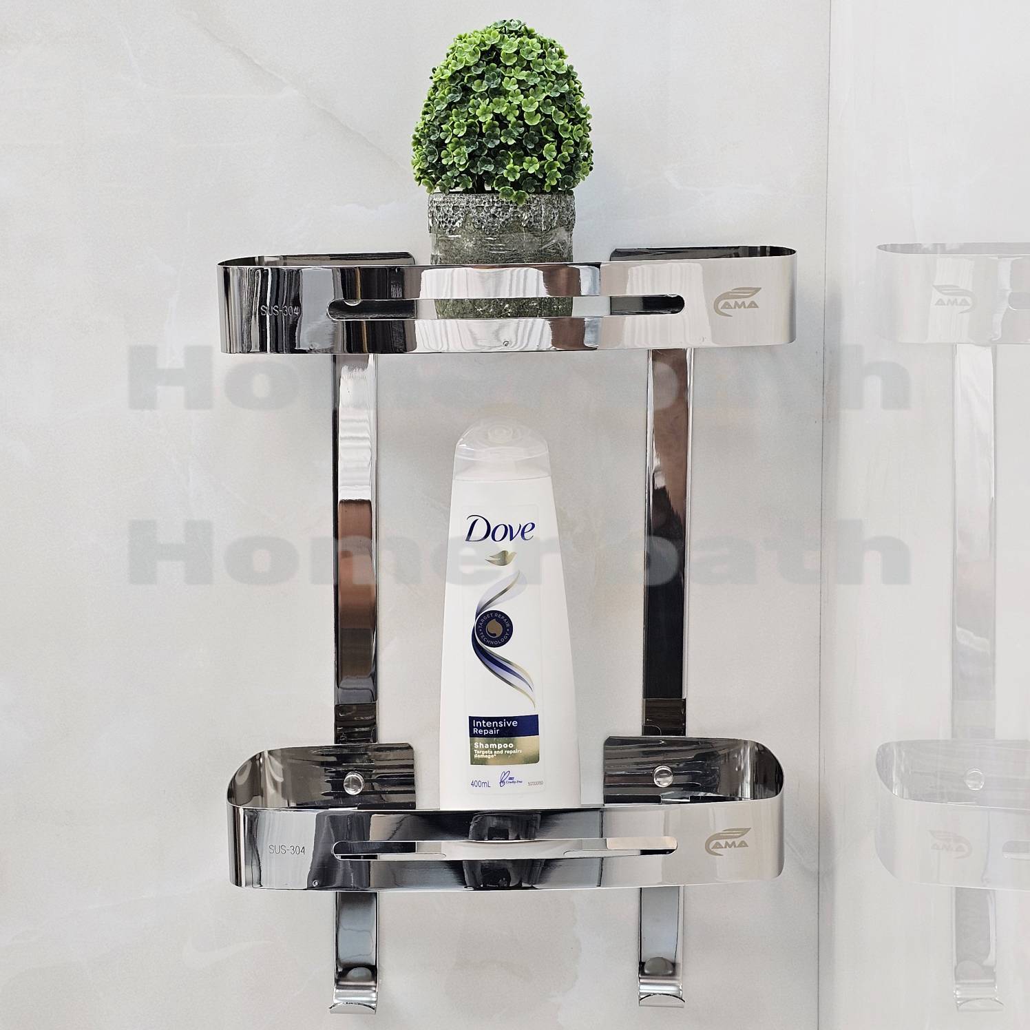 جا شامپو دیواری دو طبقه کروم براق – مدل وسط