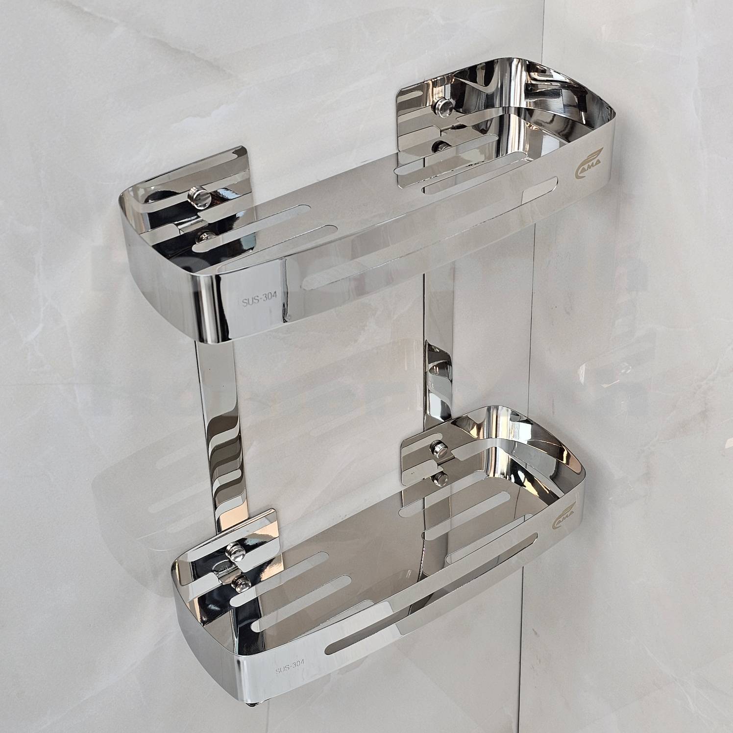 جا-شامپو-دیواری-دو-طبقه-کروم-براق-مدل-وسط