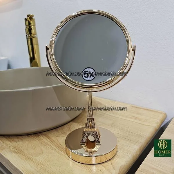 آینه-میکاپ-و-اصلاح-رومیزی-استیل-طلایی