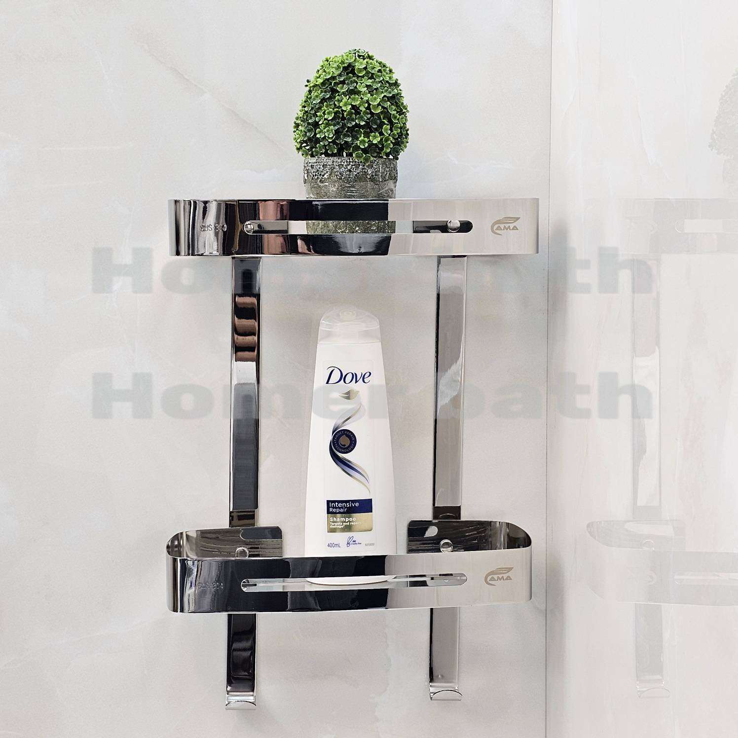 جا-شامپو-دیواری-دو-طبقه-کروم-براق-مدل-وسط