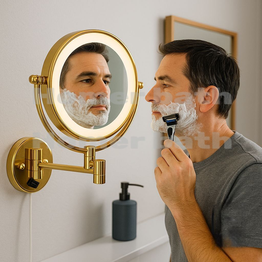 اینه اصلاح طلایی چراغ دار