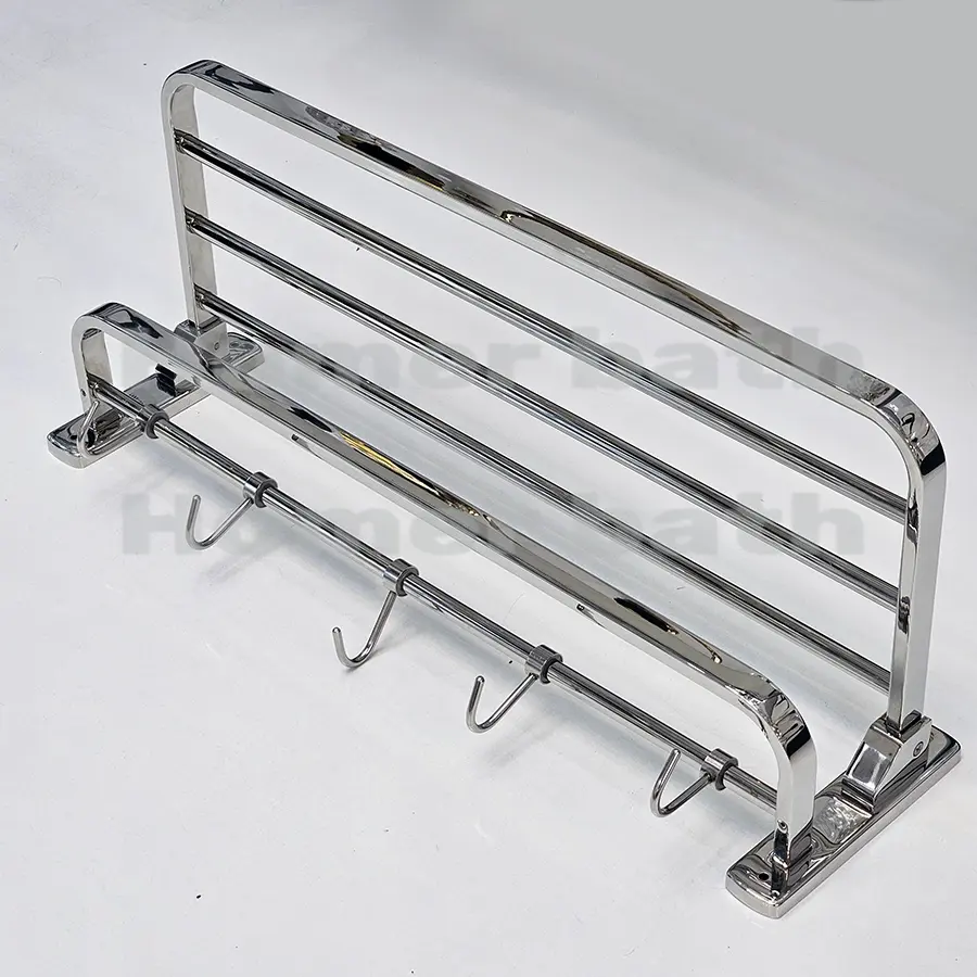 رخت‌آویز دیواری استیل حمام ۶۰ سانتی‌متری هامر