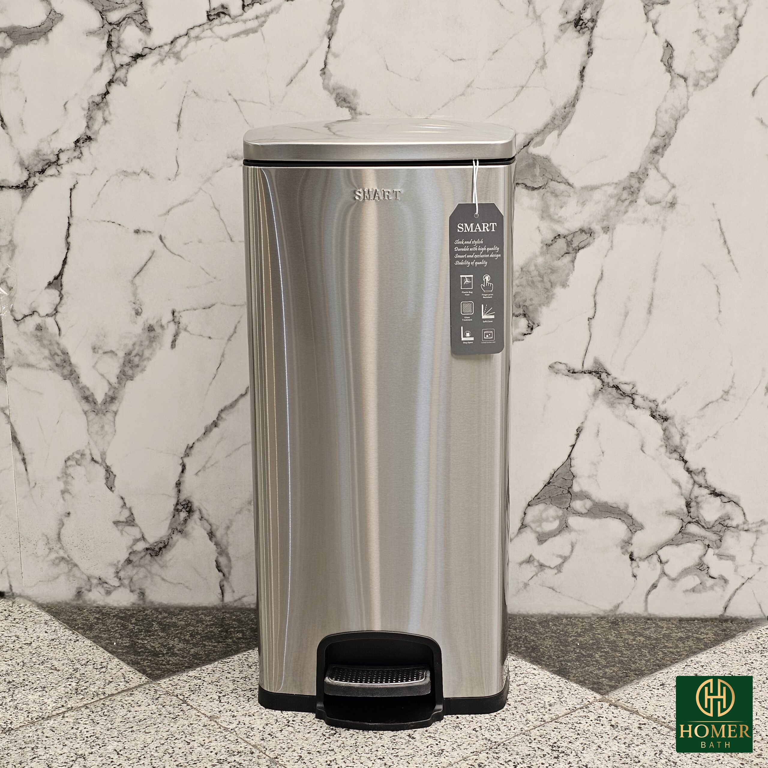 سطل 30 لیتر استیل مات مربع اسمارت 056